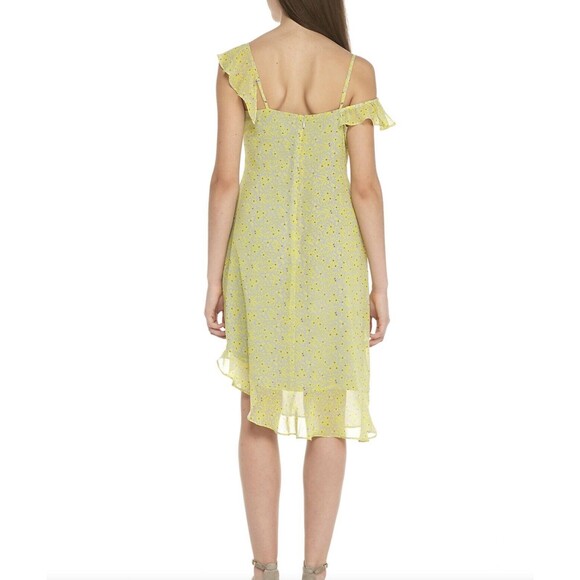 Nanette By Nanette Lepore Yellow Floral Sleeveless Asymmetrical Chiffon Dress 2 - Picture 2 of 14